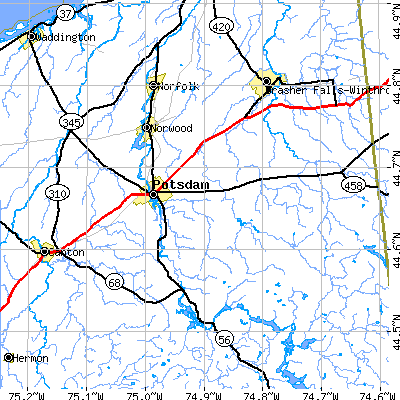 Zip code 13676 close-up map