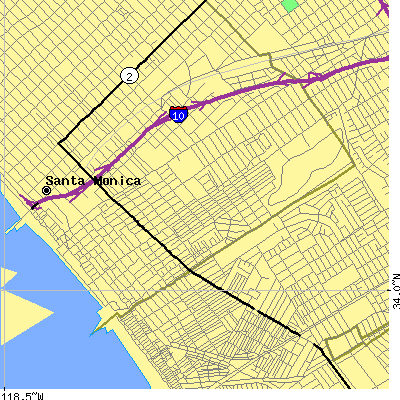 Zip code 90405 close-up map