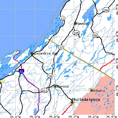 Zip code 13679 close-up map