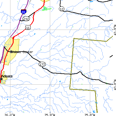 Zip code 13682 close-up map