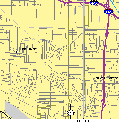 Zip code 90501 close-up map