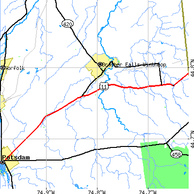 Zip code 13697 close-up map