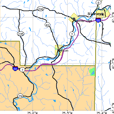 Zip code 13730 close-up map
