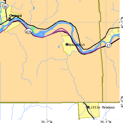Zip code 13732 close-up map