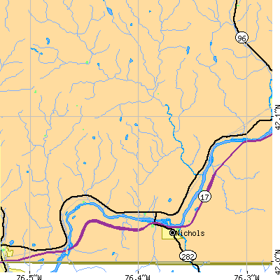 Zip code 13734 close-up map