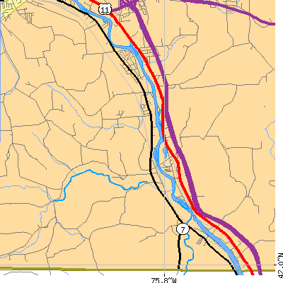 Zip code 13748 close-up map