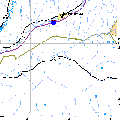 Zip code 13750 close-up map
