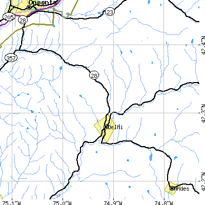 Zip code 13753 close-up map