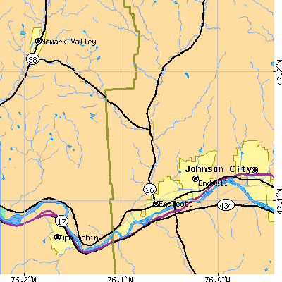 Zip code 13760 close-up map