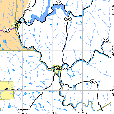 Zip code 13783 close-up map