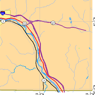 Zip code 13795 close-up map