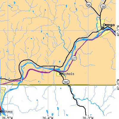 Zip code 13812 close-up map