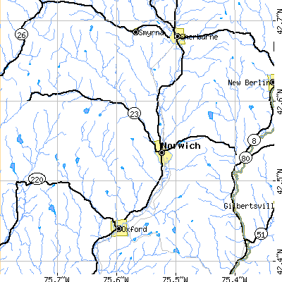 Zip code 13815 close-up map