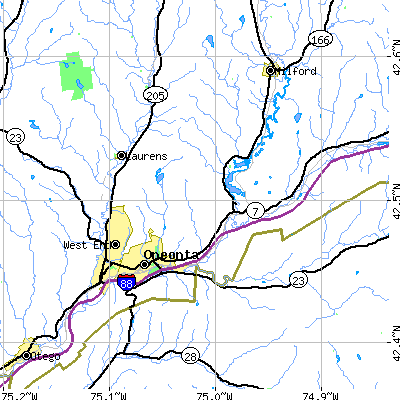 Zip code 13820 close-up map