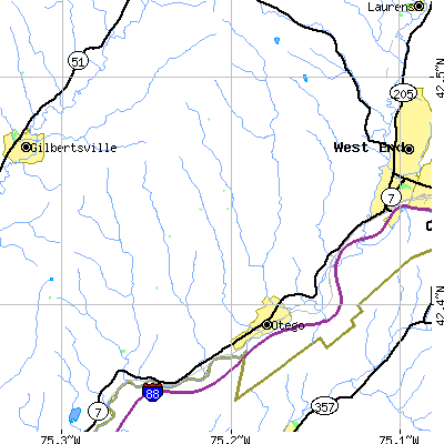 Zip code 13825 close-up map