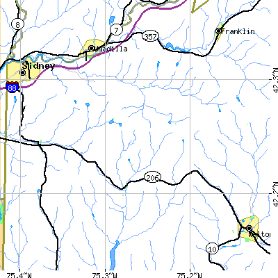 Zip code 13839 close-up map