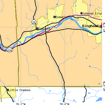Zip code 13850 close-up map