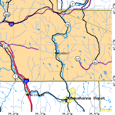 Zip code 13865 close-up map