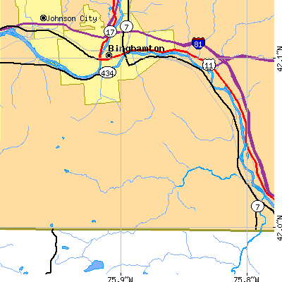 Zip code 13903 close-up map