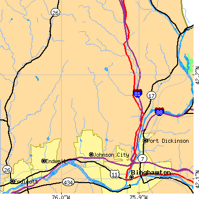 Zip code 13905 close-up map