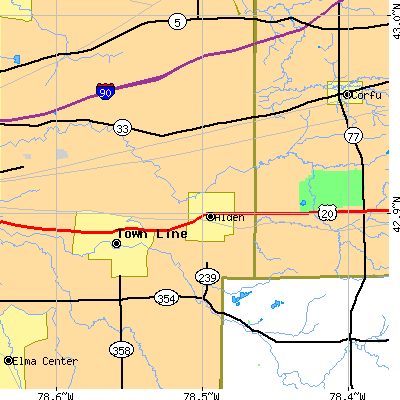 Zip code 14004 close-up map