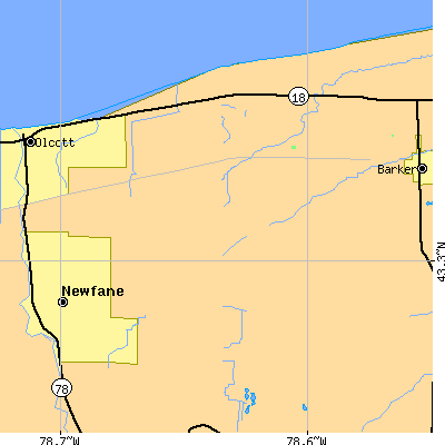 Zip code 14008 close-up map