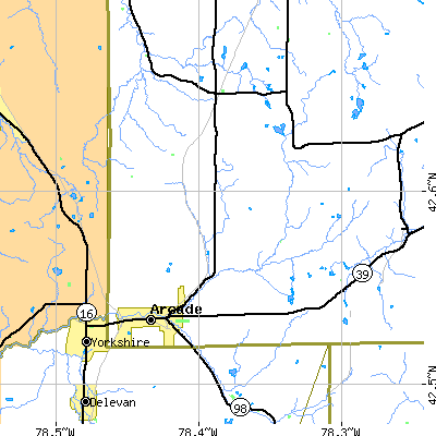 Zip code 14009 close-up map
