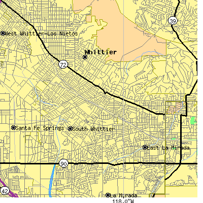 Zip code 90605 close-up map