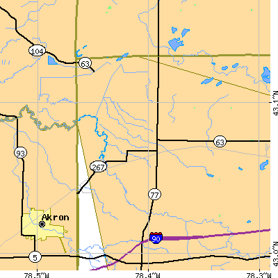 Zip code 14013 close-up map