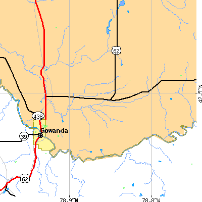 Zip code 14034 close-up map