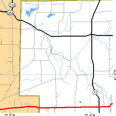 Zip code 14037 close-up map