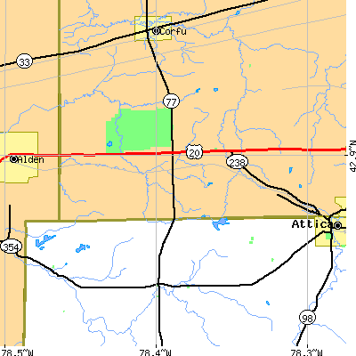 Zip code 14040 close-up map