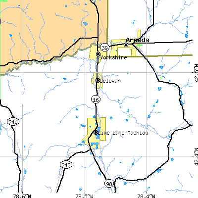 Zip code 14042 close-up map
