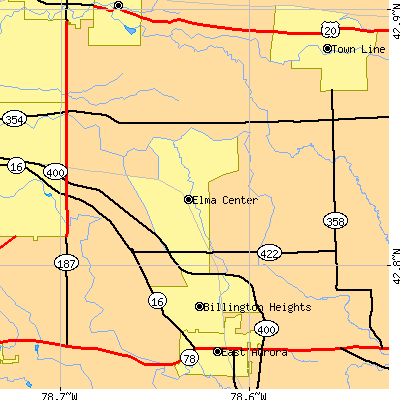 Zip code 14059 close-up map