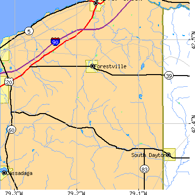 Zip code 14062 close-up map