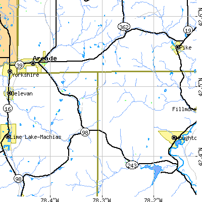 Zip code 14065 close-up map