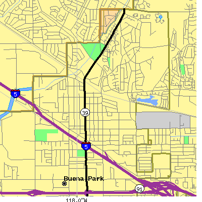 Zip code 90621 close-up map