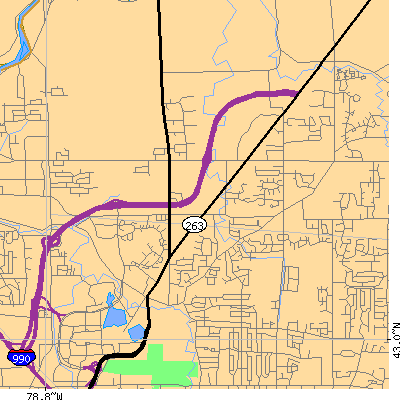 Zip code 14068 close-up map
