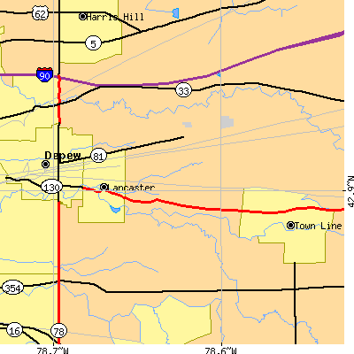 Zip code 14086 close-up map
