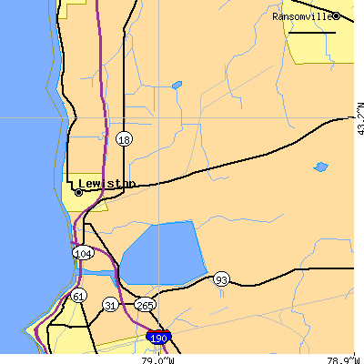Zip code 14092 close-up map