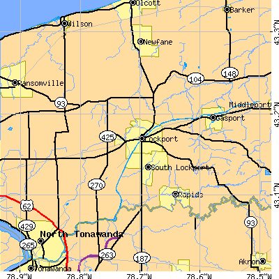 Zip code 14094 close-up map