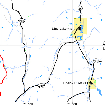 Zip code 14101 close-up map