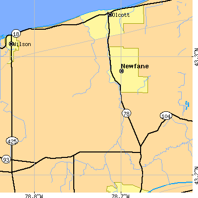 Zip code 14108 close-up map