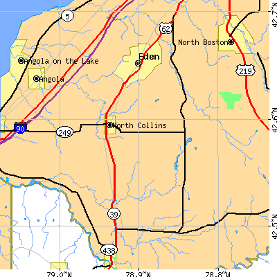 Zip code 14111 close-up map