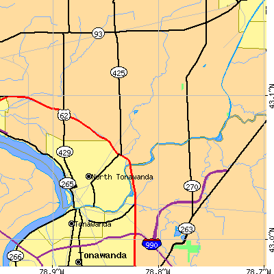 Zip code 14120 close-up map