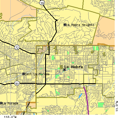 Zip code 90631 close-up map