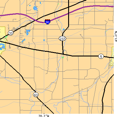 Zip code 14143 close-up map