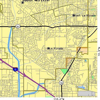 Zip code 90638 close-up map