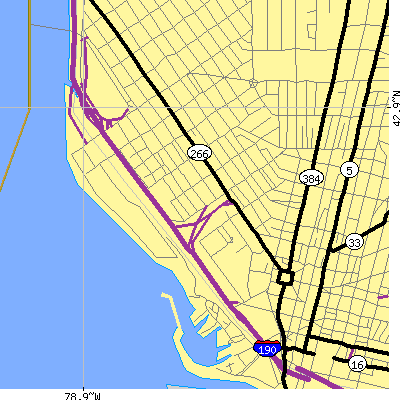 Zip code 14201 close-up map