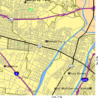 Zip code 90640 close-up map